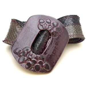 Vintage Ceramic Buckle with Multi Color Snake Skin Belt Circa 90’s